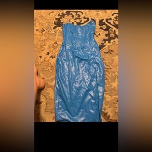 Blue pleather dress